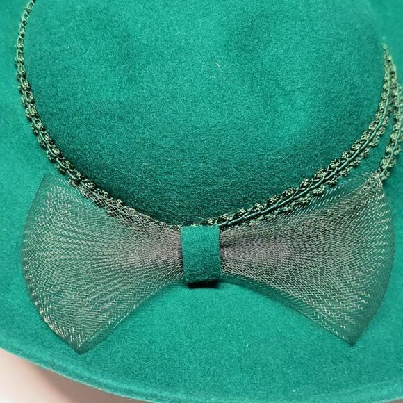 Vintage Deborah New York Green Wool Hat Derby Church Formal - Picture 8 of 10